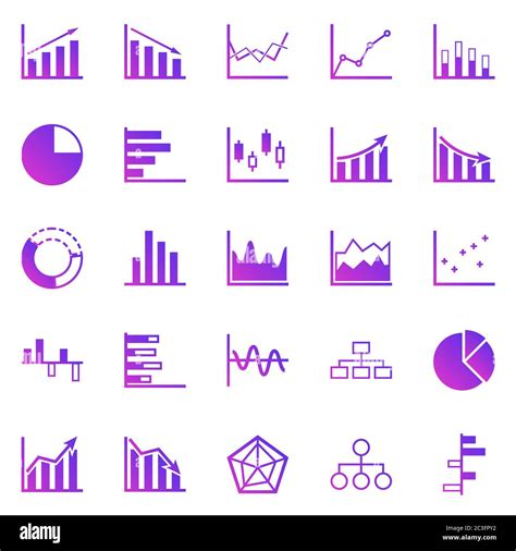 Graph Gradient Icons On White Background Stock Vector Stock Vector