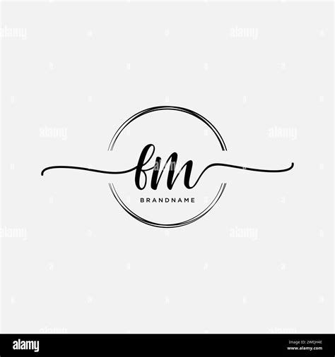 Fm Initial Handwriting Logo With Circle Stock Vector Image And Art Alamy