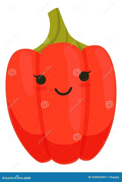 Pimenta Sino Sorridente Personagem De Desenho Animado Vermelho Kawaii