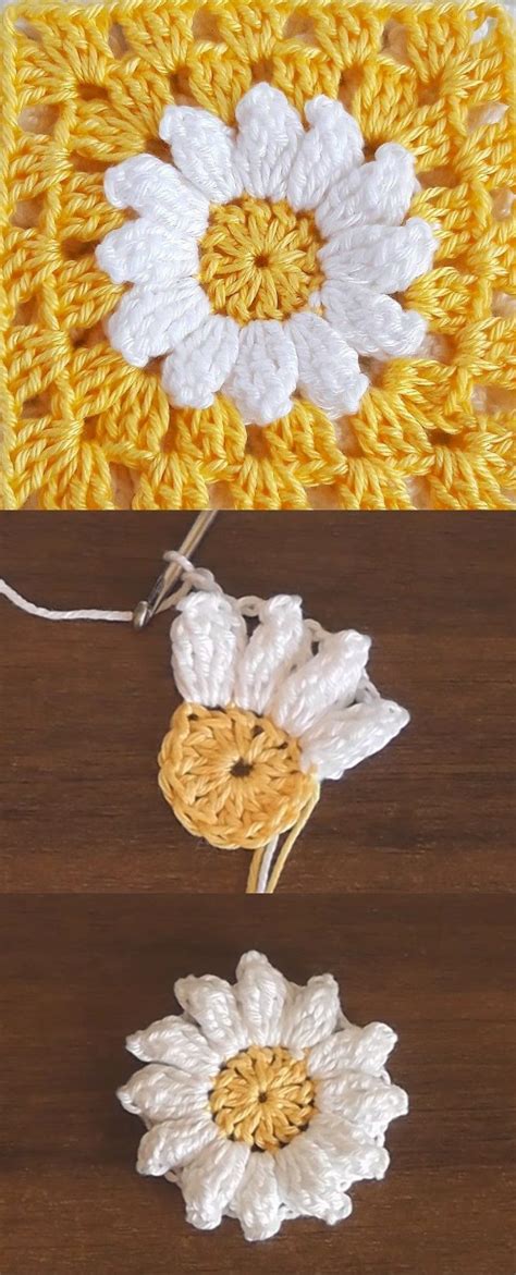 Crochet Daisy Flower Granny Square