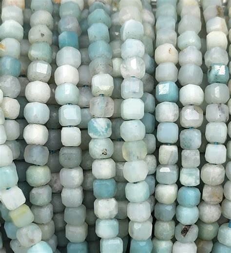 Amazonite Cube Beads X Mm Micro Faceted Stunning Natural Sea Blue