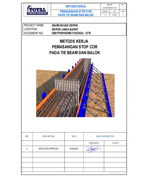 Pdf Pemasangan Stop Cor Pada Tie Beam Dan Balok