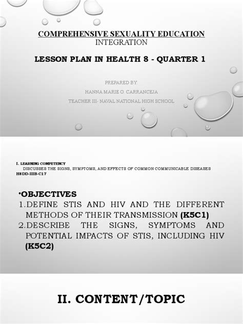 Lesson Plan With Comprehensive Sexuality Education Pdf Sexually