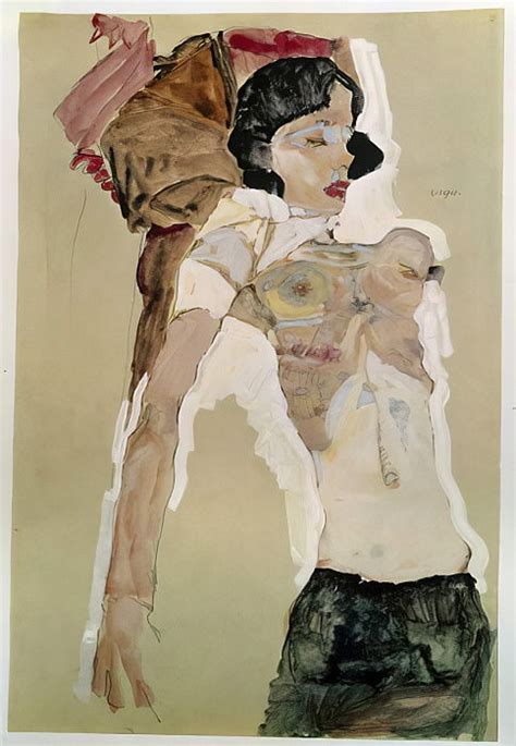 Halb Nackte Frau Zeichnung Von Egon Schiele