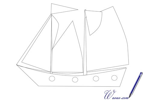 Desenho de um barco à vela para colorir para imprimir e colorir