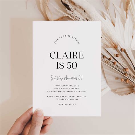 Minimalist 50th Invitation Modern Minimal 50th Invitation Black White