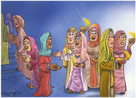 Parable Ten Virgins Cartoon Bible Cartoons Matthew 25 Parable Of 10 Virgins Scene