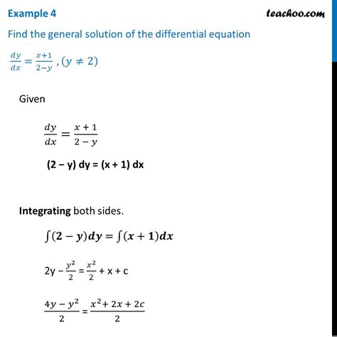 Example 4 Find General Solution Of Dydx X1 2 Y Examples