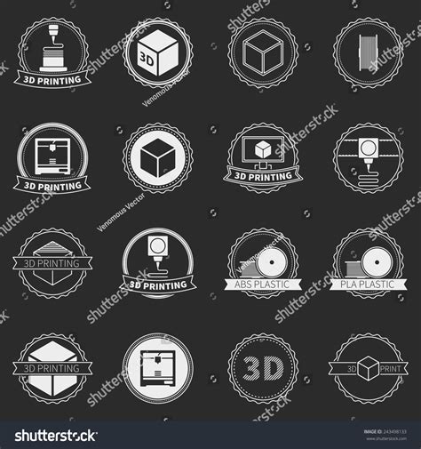 Vector Set 3d Printer Logos Icons Stock Vector (Royalty Free) 243498133 ...