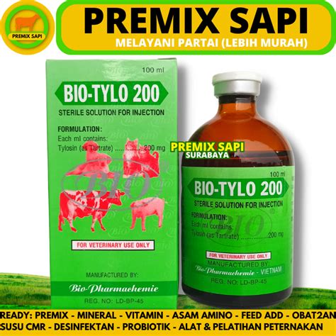 Jual BIO TYLO 200 TYLOSIN 100 ML Obat Antibiotik Pernafasan Hewan