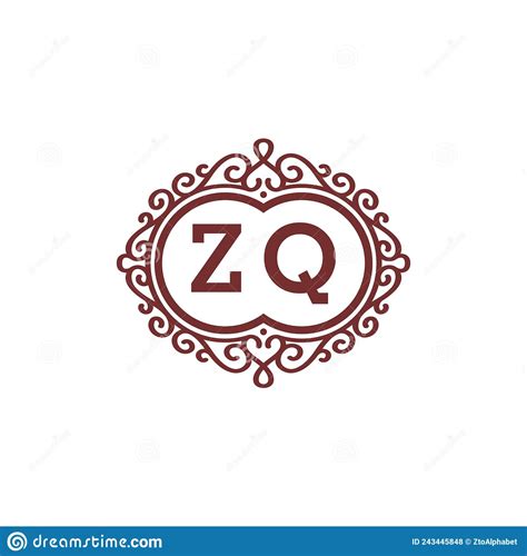 Flourish Swirl Logo Letter ZQ Elegant Emblem Stock Vector