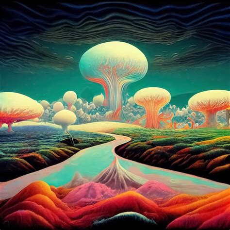 Paisaje Surrealista Psicod Lico Ilustraci N De La Percepci N Del Viaje