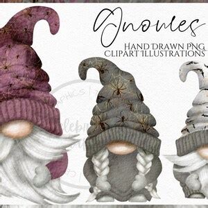 Halloween Gnome Clipart Png Bundle Cobweb Gonk Hand Drawn Etsy