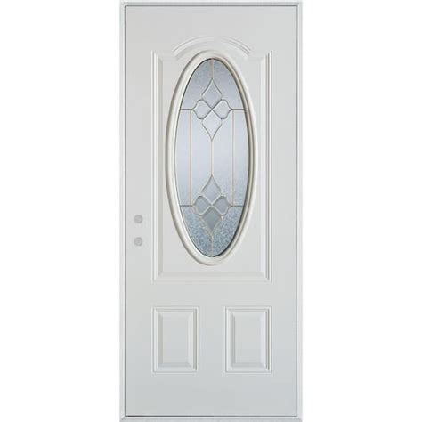 Stanley Doors 32 In X 80 In Geometric Brass 3 4 Oval Lite 2 Panel