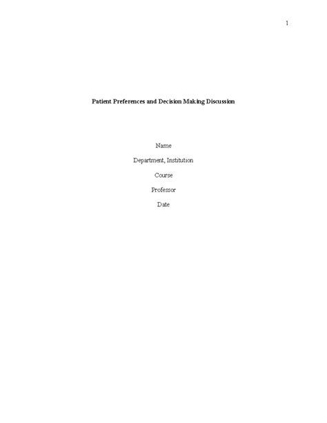 Patient Preferences And Decision Making Discussion Patient