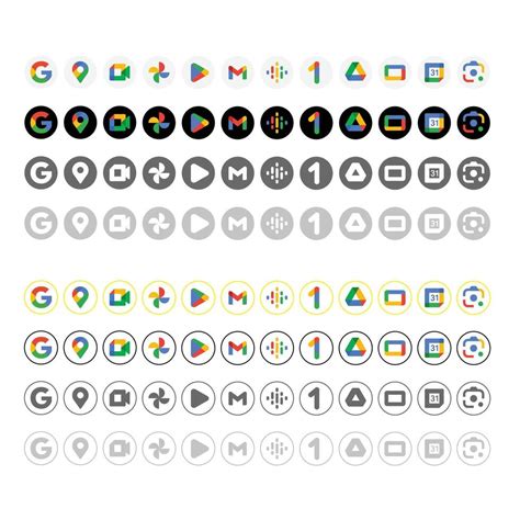 vector updated and full google apps icons logos set 43068372 Vector Art ...