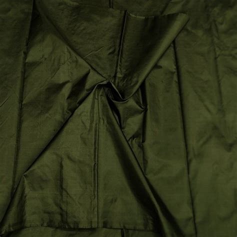 Olive Green Plain Silk Fabric Pure Silk Fabric Fabenzo