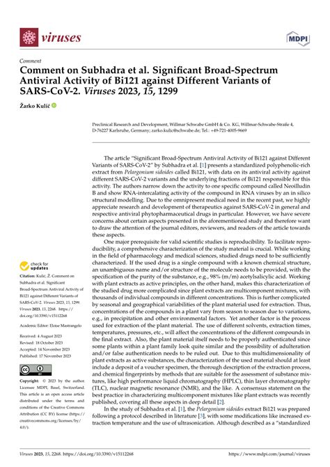 Pdf Comment On Subhadra Et Al Significant Broad Spectrum Antiviral