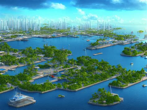 tropical port city view   docks   sea stable