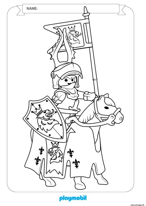 Coloriage Playmobil Sur Un Cheval Knights Dessin Playmobil à imprimer