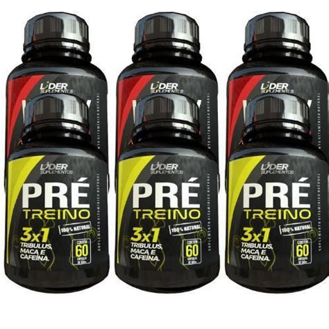 Whey Protein E Pré Treino 60 Cápsulas De 500Mg Kit 6 Potes Lider