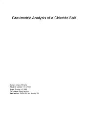 Chem 1001 G Lab Formal Write Up Pdf Gravimetric Analysis Of A