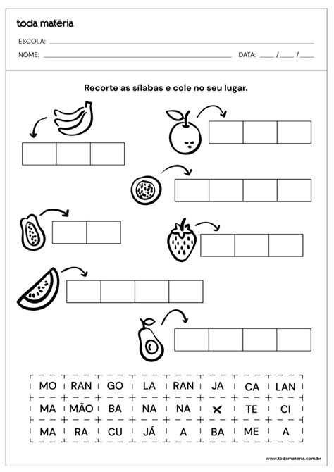 Atividades De Separação De Sílabas 2º Ano Do Ensino Fundamental Toda Matéria
