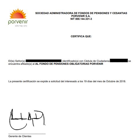 Porvenir Certificado De Afiliaci N E Historial Laboral