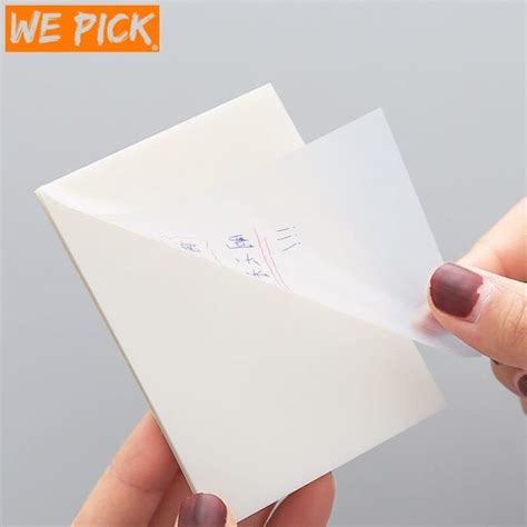 NOTE ADHESIVE M 70x95mm Bloc Notes Auto Adhésif Transparent Étanche