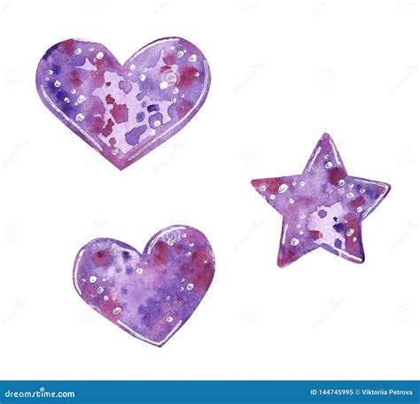 Purple Hearts And Stars Background