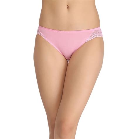 Buy Set Of 3 Cotton Mid Waist Bikini With Side Lace Panels