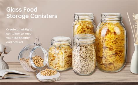 Homartist Square Glass Jars With Airtight Lid 50 Fl Oz Set Of 3 Glass Canisters