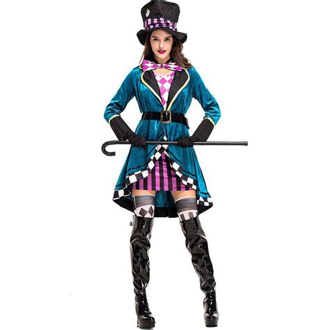 Jual Vvl8 Alice In Wonderland Clown Mad Hatter Costume For Adults Women