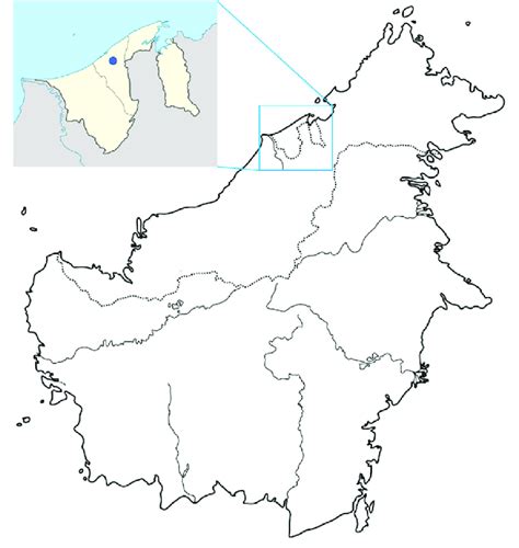 Borneo Island Indicating Brunei Map And The Location Of Tasbee