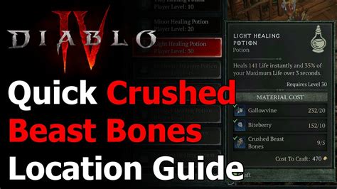 Diablo Crushed Beast Bones Location Guide Light Healing Potion