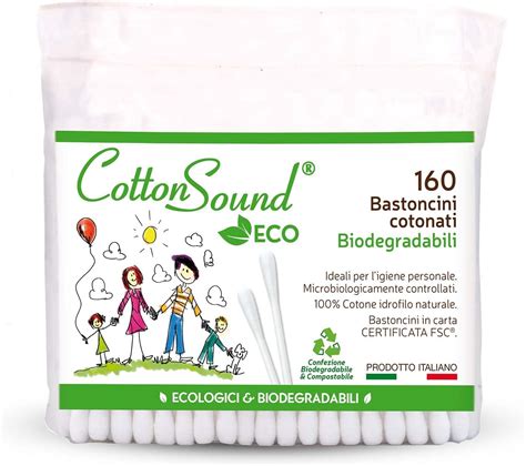 COTTON SOUND ECO Bastoncini Cotonati Busta 1 Confezione X 160 Pezzi