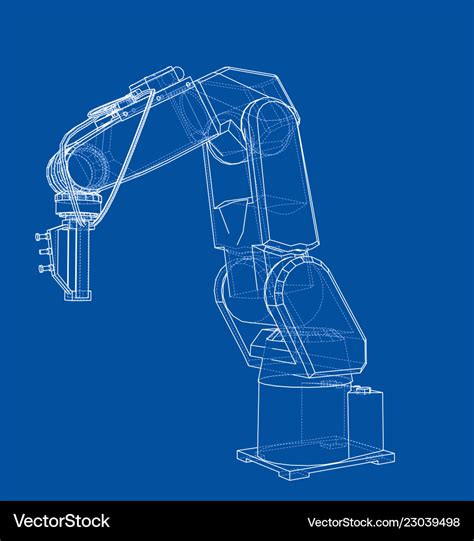 3d Outline Robotic Arm Rendering Of Royalty Free Vector