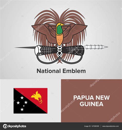 Papua New Guinea National Emblem and flag — Stock Vector © shahsoft #147280309