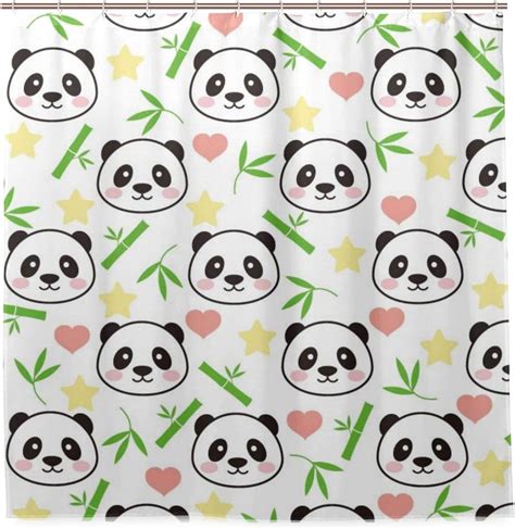 Dreamtimes Cute Panda Heart Bath Shower Curtain Liners 72x72