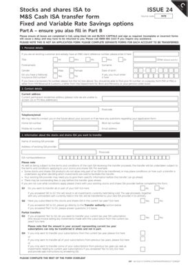 Fillable Online Stocks And Shares ISA To M S Cash ISA Transfer Form