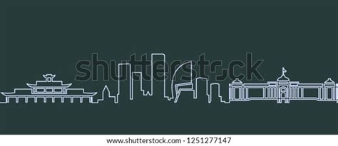 Ulaanbaatar Single Line Skyline Stock Vector (Royalty Free) 1251277147