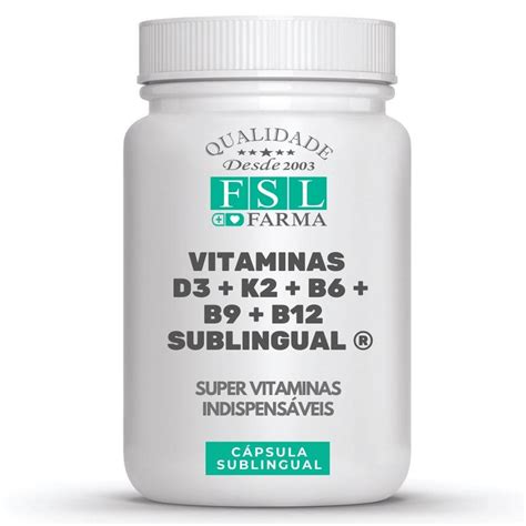 Vitaminas D3 K2 B6 B9 B12 Sublingual Fsl Farma