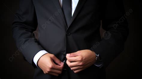 Businessman Turns Up His Jacket With A Tie Background A New Businessman Man Putting His Hand In