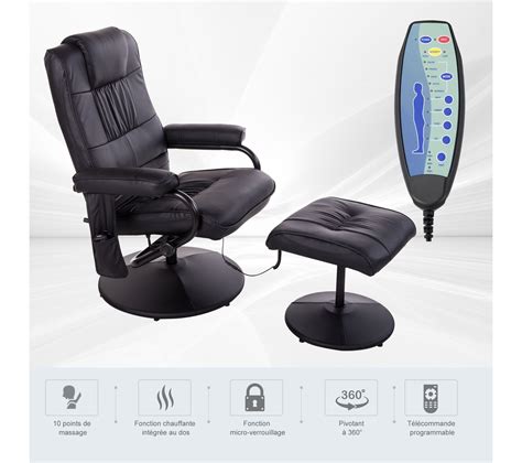 Fauteuil De Massage Relaxation Électrique Chauffant Avec Repose Pied