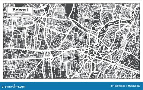 Bekasi Indonesia City Map in Retro Style. Outline Map Stock Vector ...