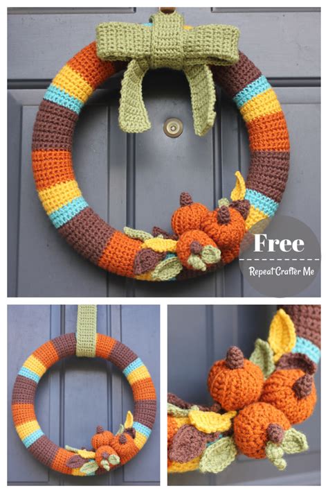 Pumpkin Fall Wreath Free Crochet Pattern Page Of