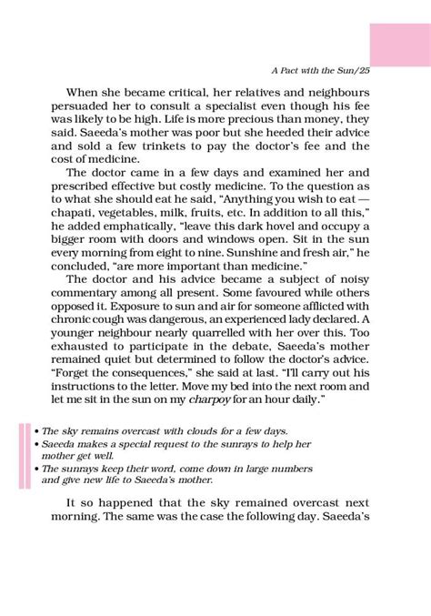 NCERT Book Class 6 English Chapter 7 A Pact With The Sun 2024 25 Session