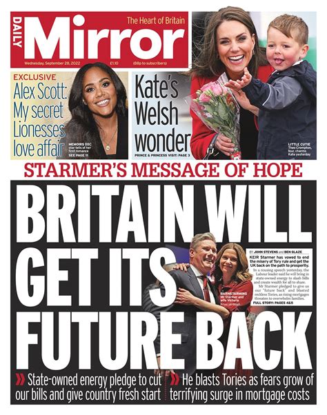 Daily Mirror Front Page 28th Of September 2022 Tomorrows Papers Today