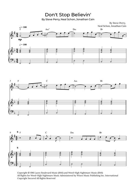 Dont Stop Believin Sheet Music Journey Clarinet And Piano