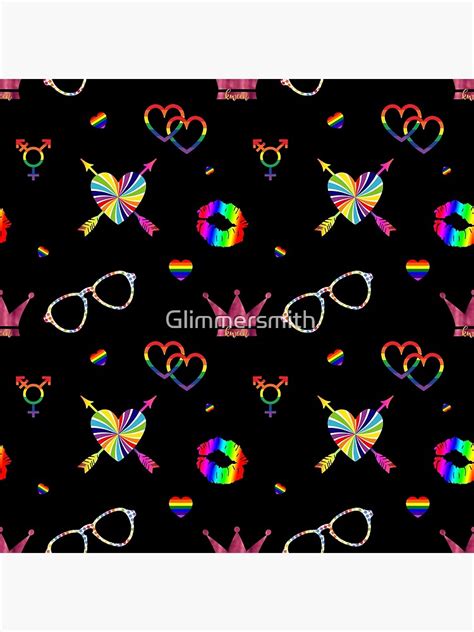 Lámina artística Patrón de símbolos de iconos de orgullo gay de arco iris LGBTQ de